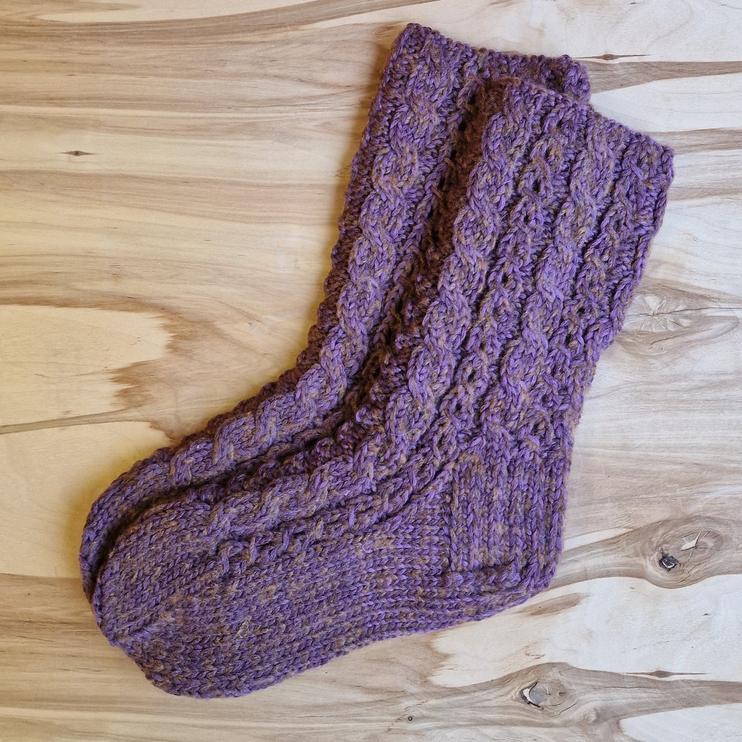 Violeti brūnas melanža dzijas siltās zeķes 40. - 42. izm. (DZTO 58) - www.tiptip.lv