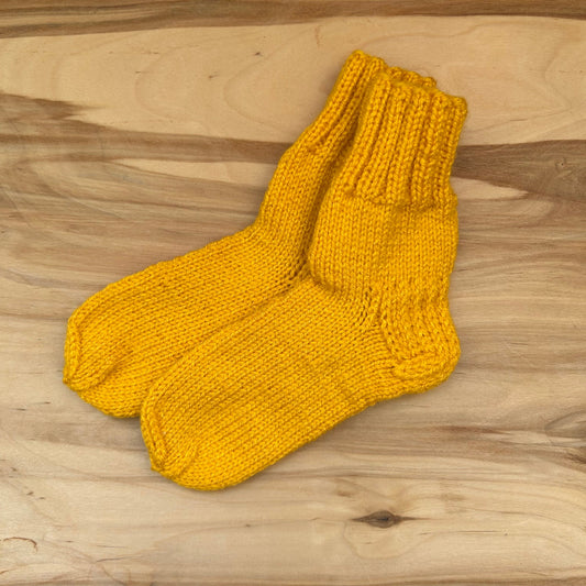 Dzeltenas adītas siltās zeķītes 24.-26.izm. (SITĒ 50)