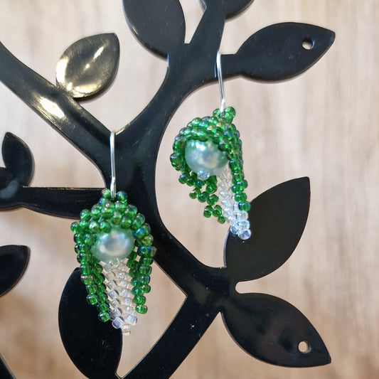 White green pearl earrings "Hidden pearl" (DAMI 13)