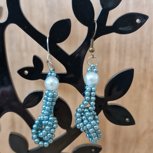 Blue-grey pearl earrings (DAMI 17)