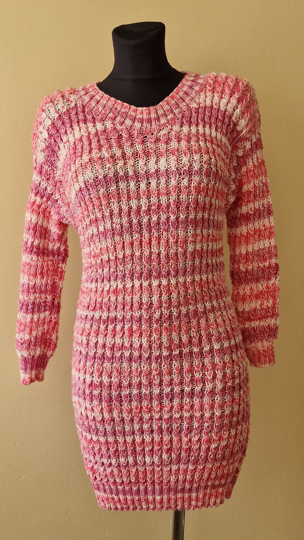 Adīts garais džemperis/kleita rozīgi balts XXS-XS (ANŠA 1)