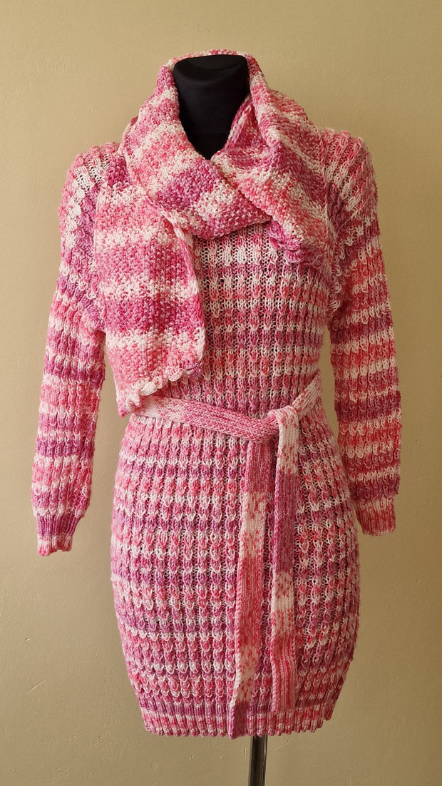 Adīts garais džemperis/kleita rozīgi balts XXS-XS (ANŠA 1)