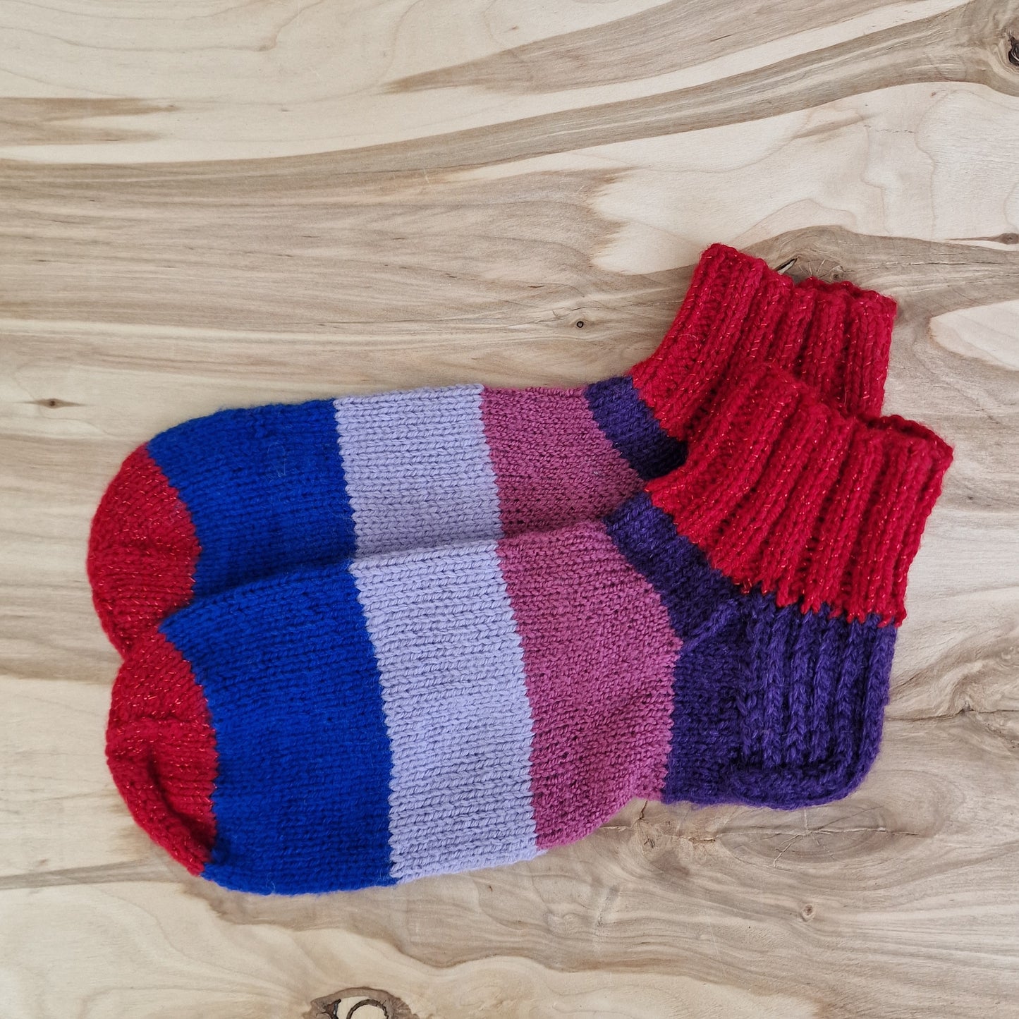 Striped woolen socks 39-41. size reddish blue (DAZÉ 20)