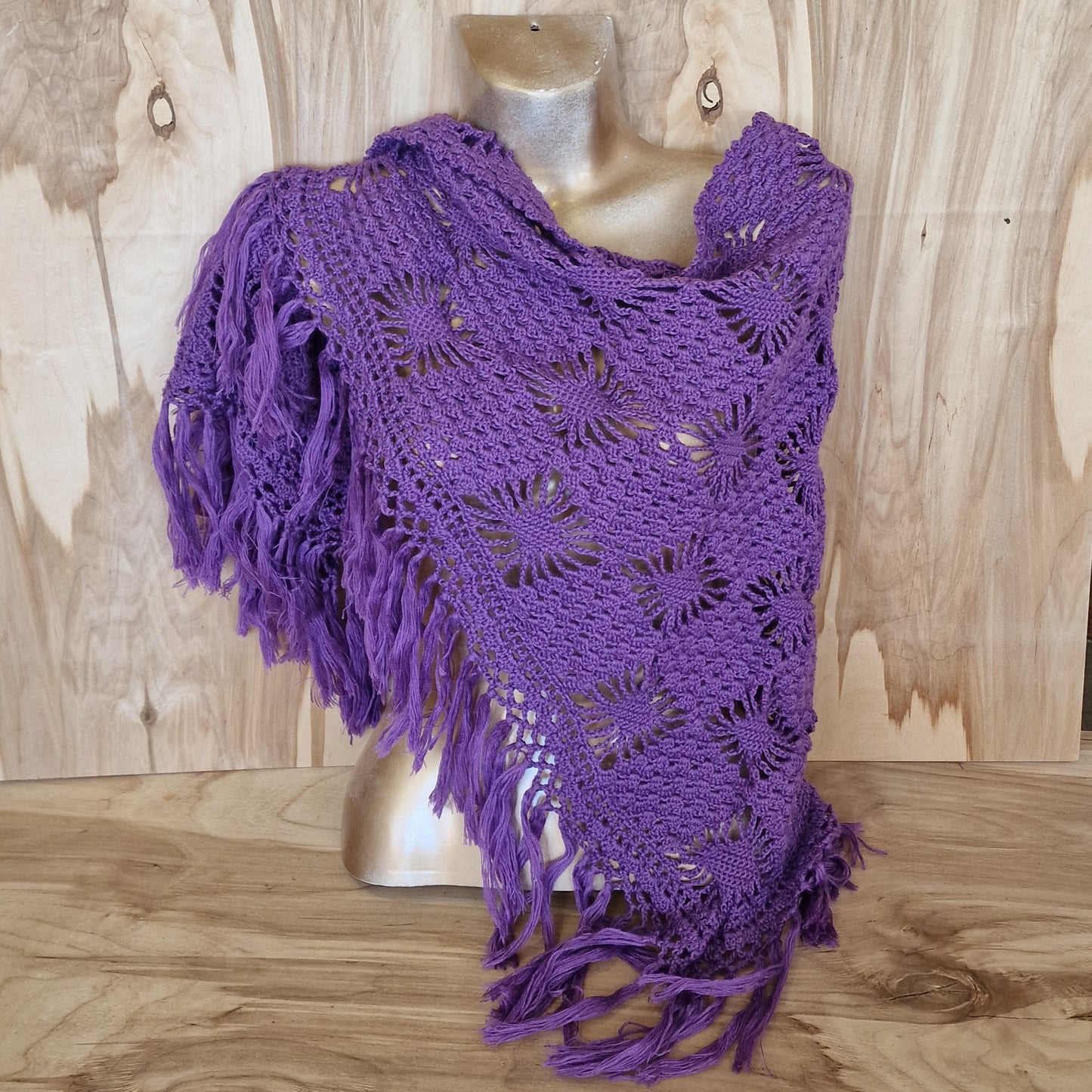 Hand crocheted scarf in purple (ME 7)