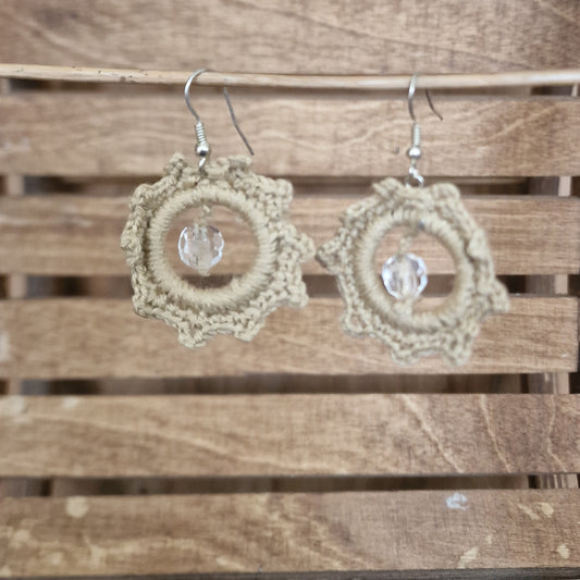 Light brown linen thread earrings (ALMA 91)