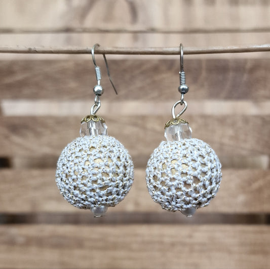 Golden Gray Crochet Earrings - Balls /gp (ALMA 93)