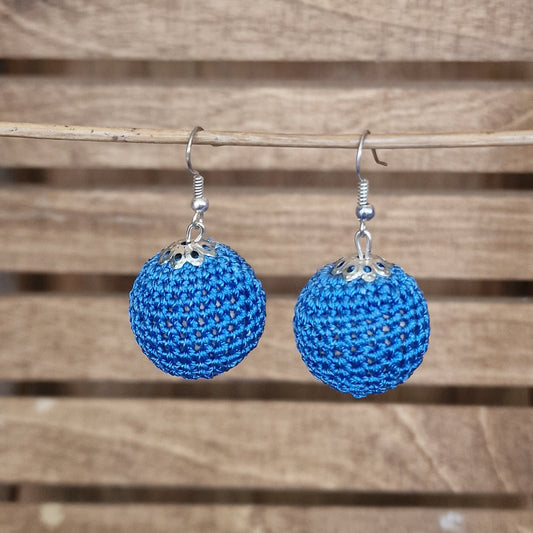 Blue crochet earrings - balls (ALMA 101)