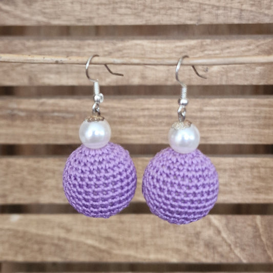 Light purple crochet earrings - balls bp (ALMA 102)