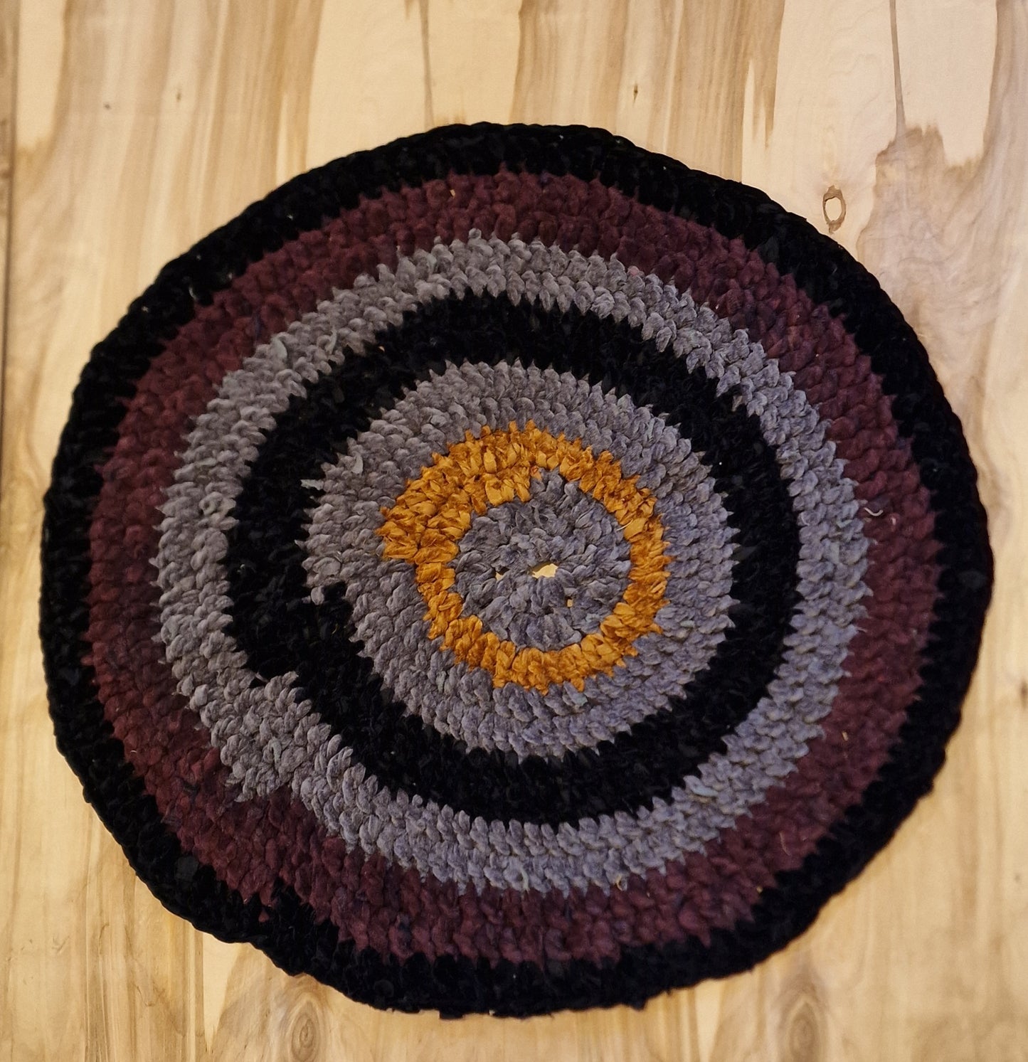 Rag rug/carpet - black / burgundy (ALMA 122)