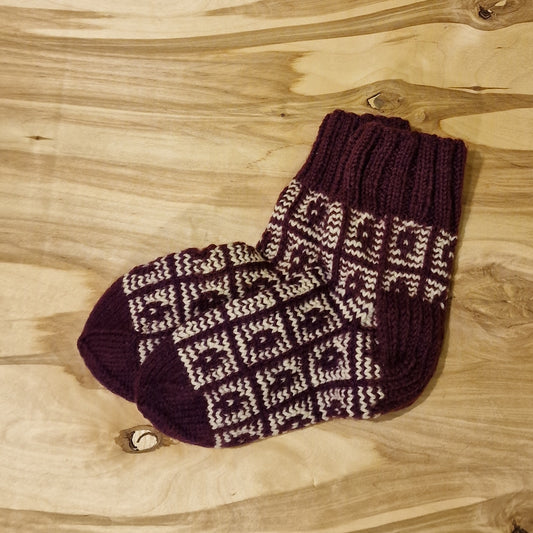 Youth wool socks size 33-35. purple/white (RANI 69)