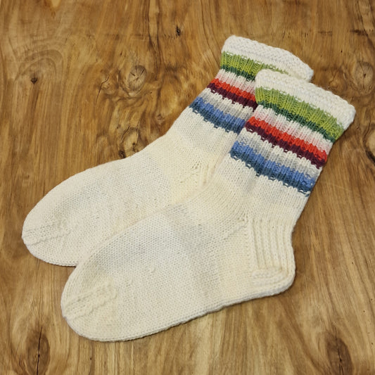 Warm socks size 37-39. white with striped trim (RABE 38)