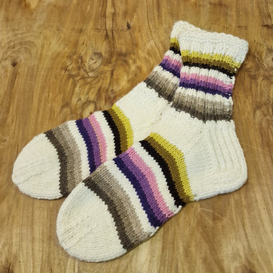 Warm socks size 39-41 white with stripes (RABE 39)