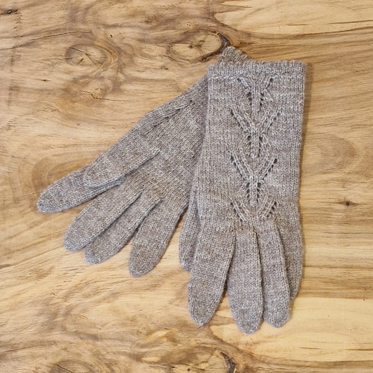 Hand-knitted light gray-brown mittens (INVA 14)