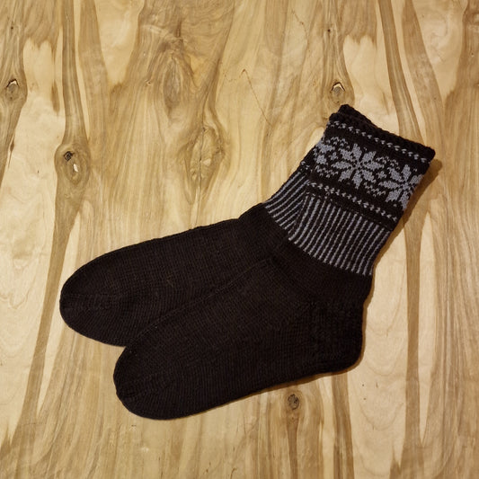 Merino wool socks size 37-39. t.violet with a decorative border (RABE 59)