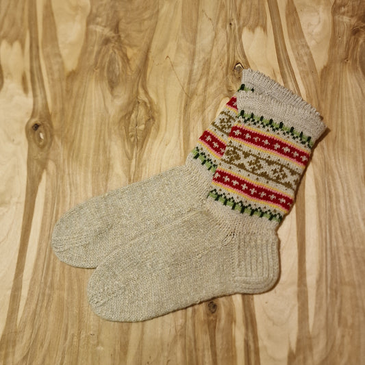 Merino wool socks size 37-39. sand tone with decorative frill (RABE 60)