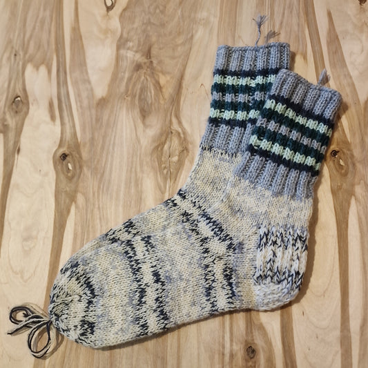 Blue gray warm socks size 46-48 greenish gray upper part (ALMA 152)