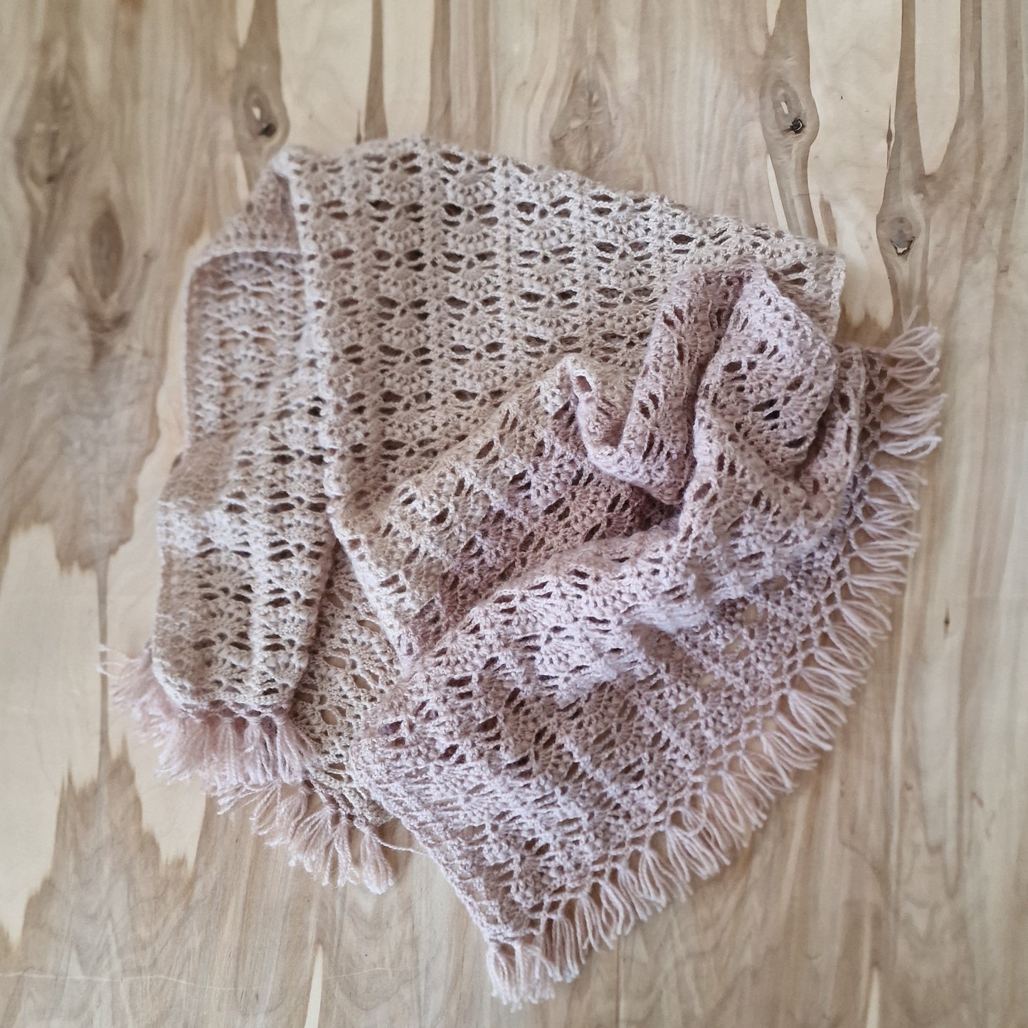 Crocheted brown angora wool decorative scarf (LIĒR 19)