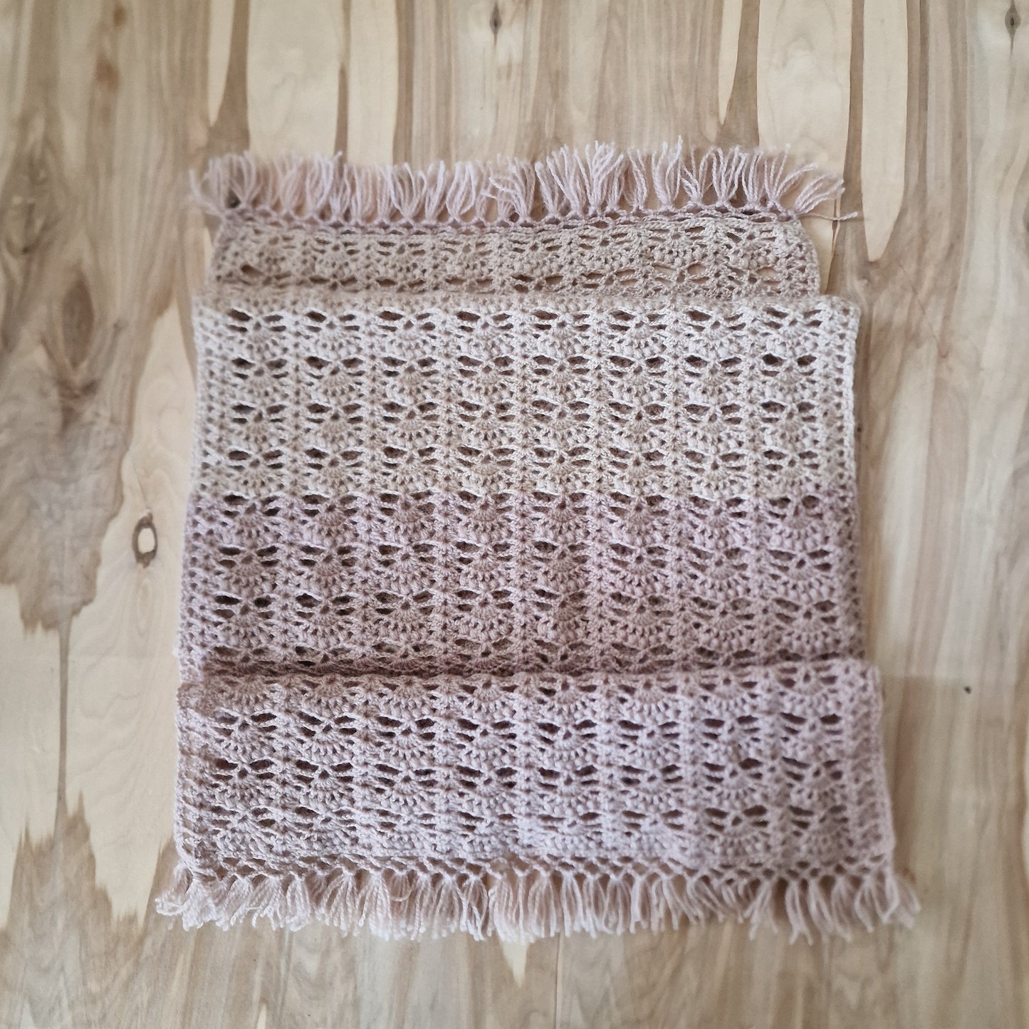 Crocheted brown angora wool decorative scarf (LIĒR 19)