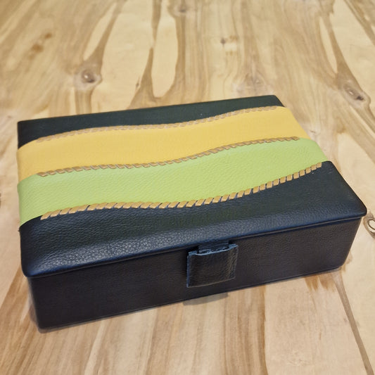 Black large decorative box L with yellow-green lid (RARA 117)