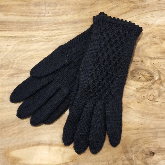 Hand-knitted black mittens (INVA 28)