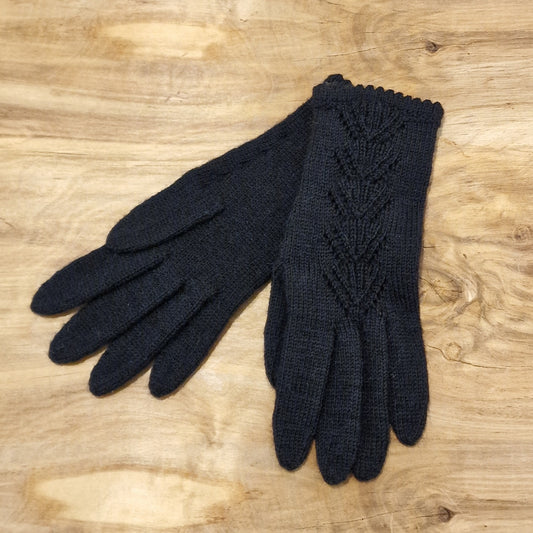 Hand-knitted black mittens (INVA 30)