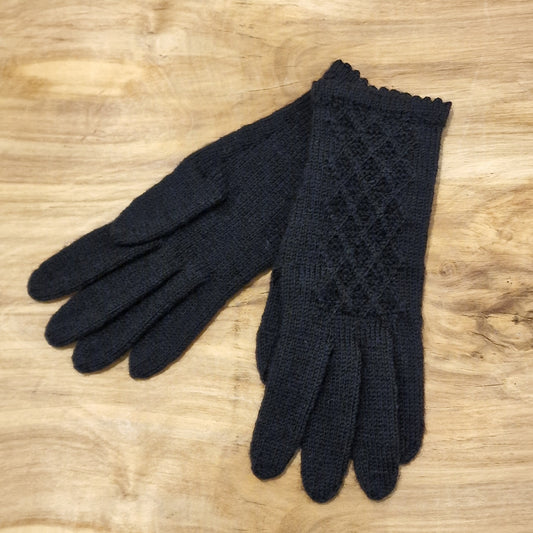 Hand-knitted black mittens (INVA 32)