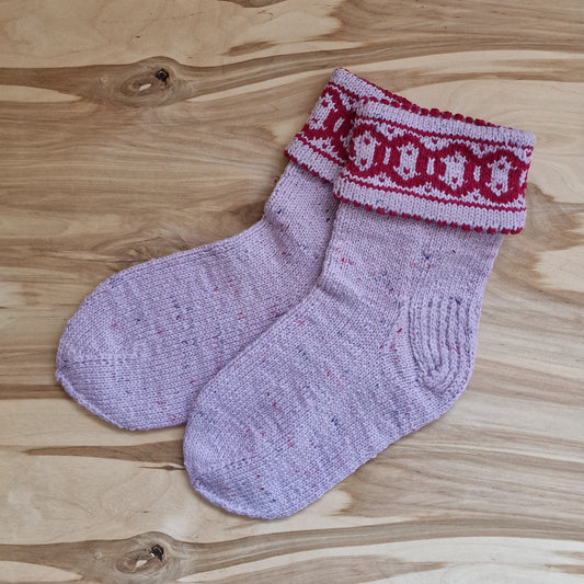 Wool socks size 37-39, light violet-pink (GEBA 32)