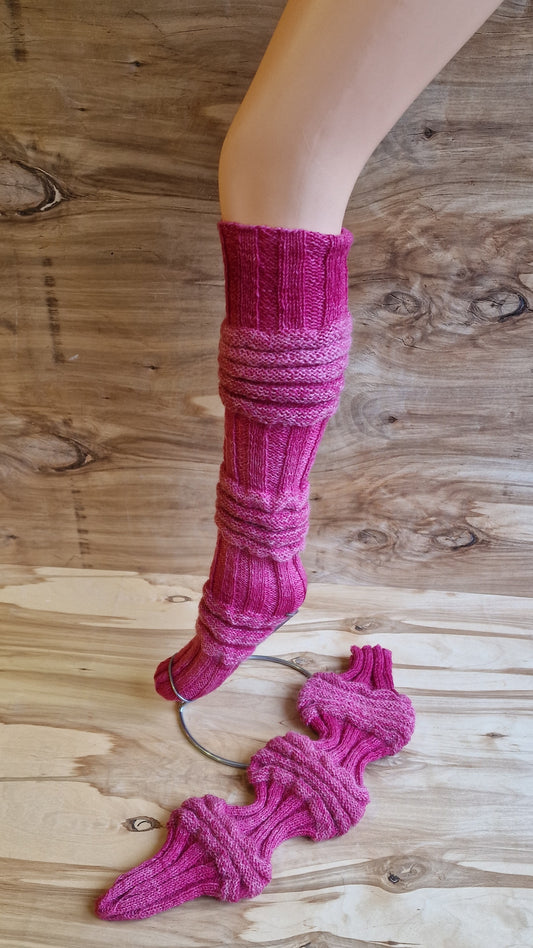 Lazy No-Heel Socks - All Sizes - Pink (RACE 58)