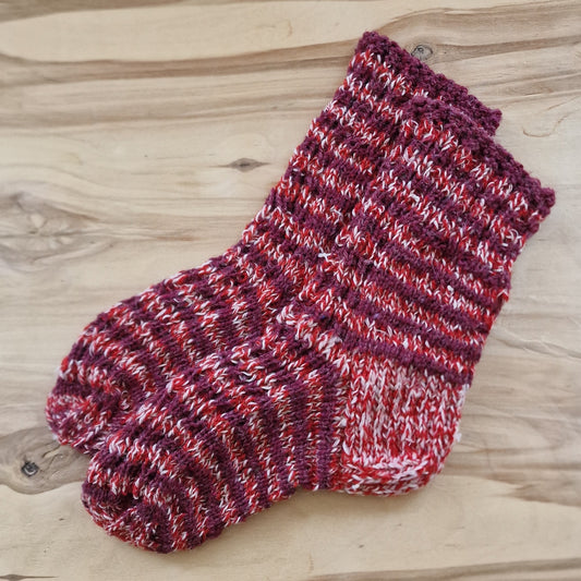 Sarkanīgi svītrainas bērnu vilnas zeķes 33.-35.izm. (ERSA 25)