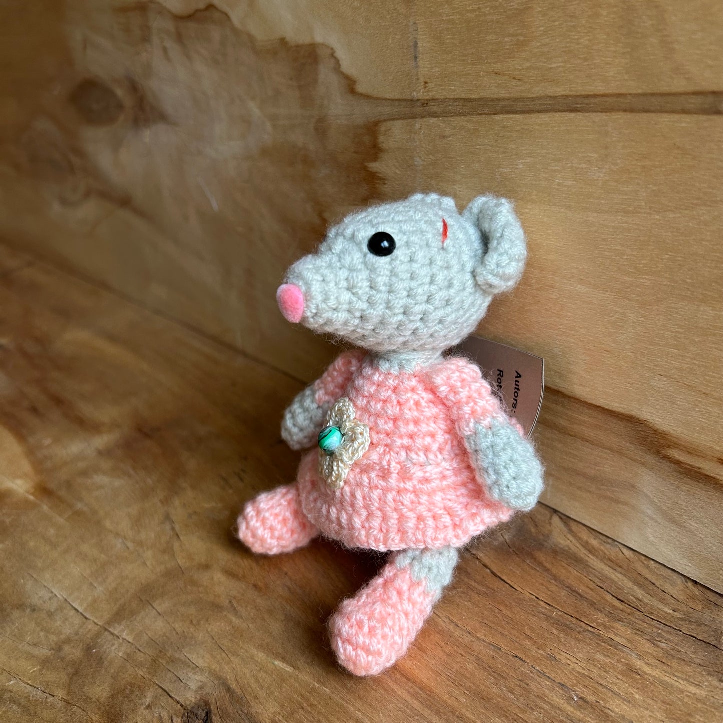 Tamborēta gaiša pelīte oranžā kleitiņā (AIPU 130)