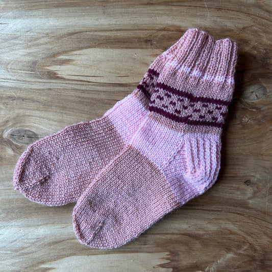 Vilnas zeķes 34.-36.izm. Rozā un vecrozā krāsā (VEZI 68)