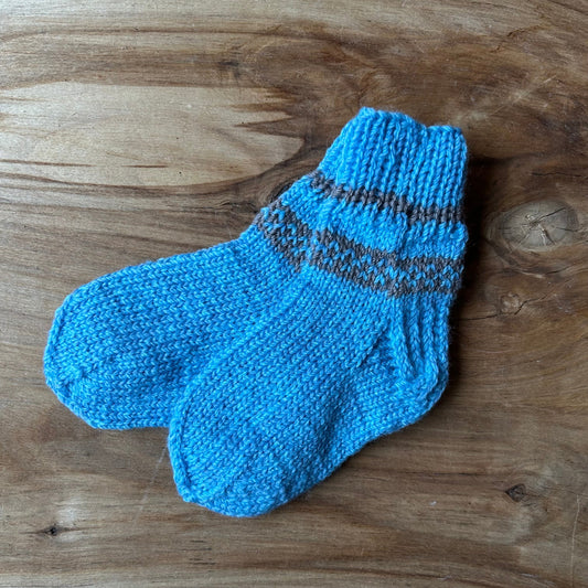 Zilas vilnas zeķes bērniem 21.-23.izm. (VEZI 52)