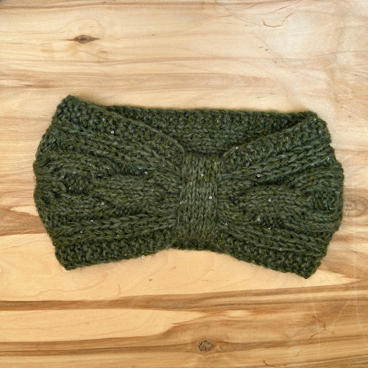 Tumši zaļa adīta galvas lenta (DZTO 99)