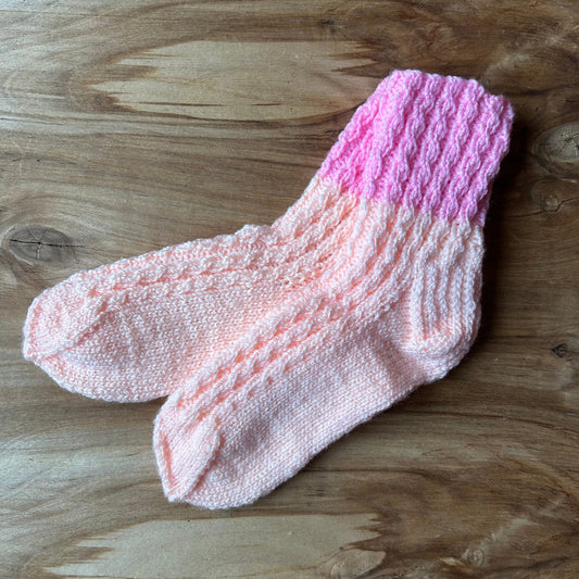 Vilnas zeķes bērniem 34.-36.izm. laškrāsas ar rozā valnīti (VEZI 66)