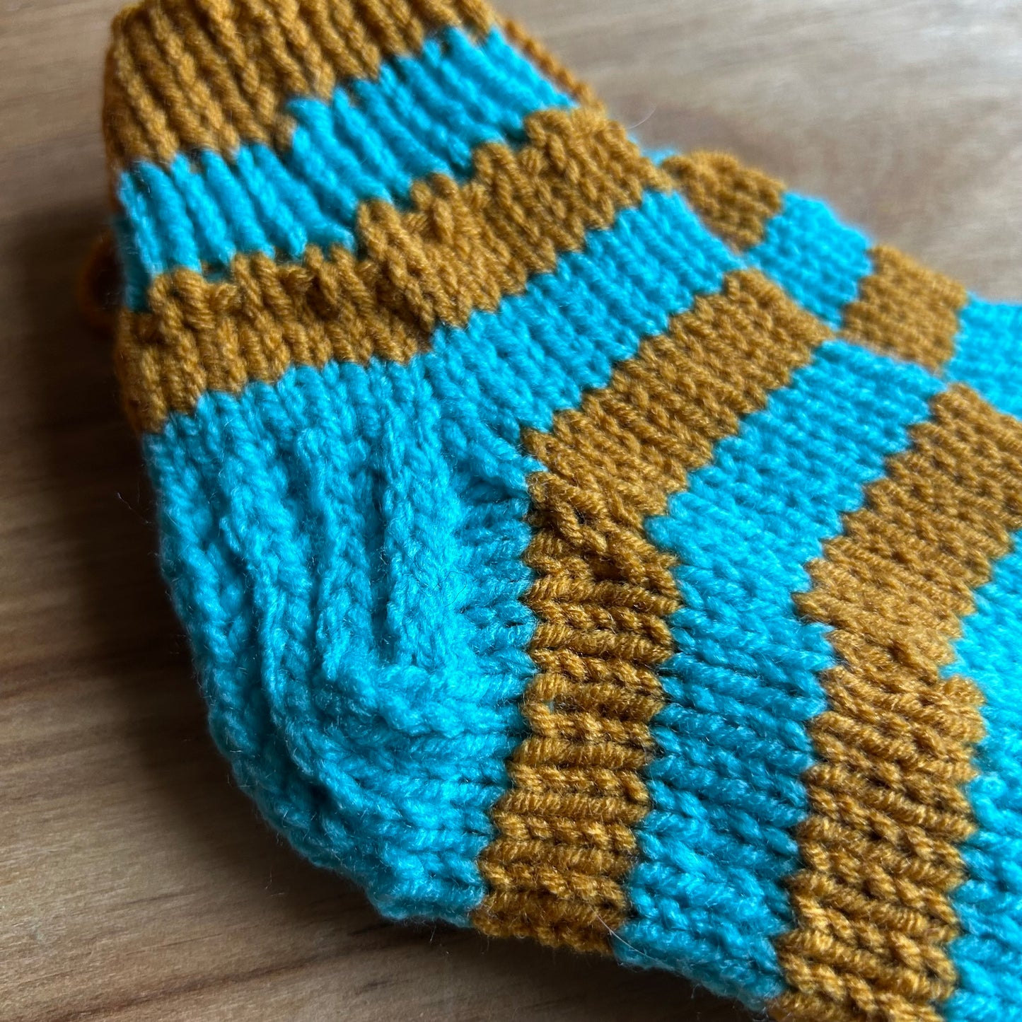 Košas - zilas ar haki krāsas strīpiņām vilnas zeķes bērniem 19.-21.izm. (VEZI 49)