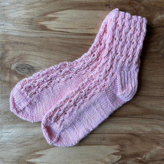 Vilnas zeķes 31.-33.izm. rozā krāsā (VEZI 62)