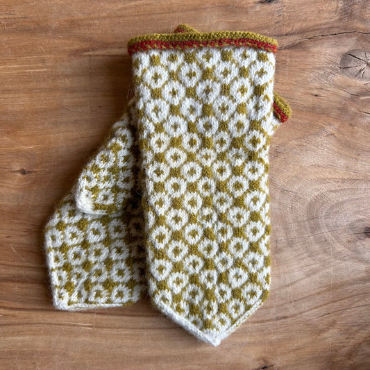 Vilnas dūraiņi ar sūnu zaļiem rakstiem rombiņos (AIDZ 37)