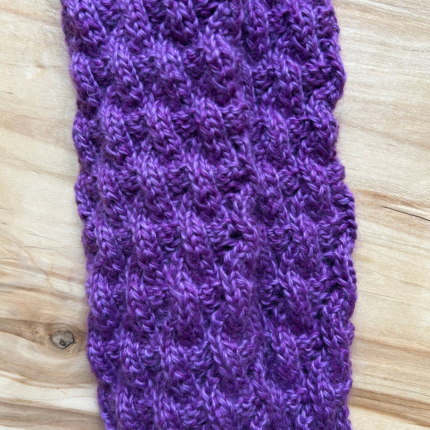 Lillā garas adītas melanža dzijas getras  ar rakstainu valnīti  (VEPA 138)