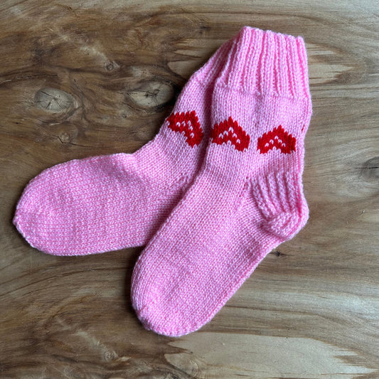 Rozā krāsas vilnas zeķes bērniem 30.-32.izm. (VEZI 56)