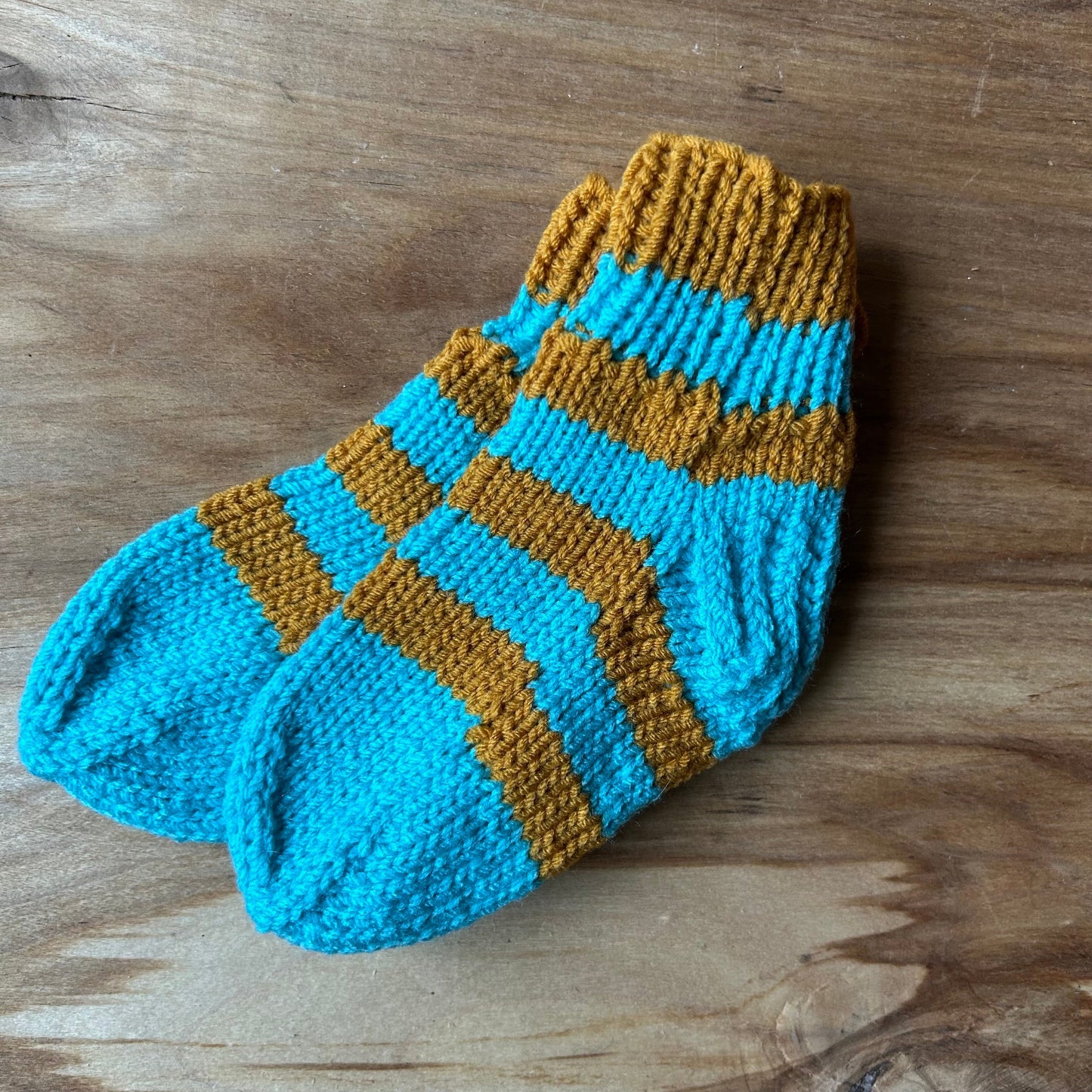 Košas - zilas ar haki krāsas strīpiņām vilnas zeķes bērniem 19.-21.izm. (VEZI 49)