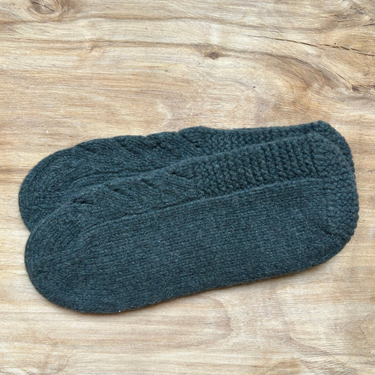 Adītas vilnas čībiņas 39.-41.izm. tumši pelēkzaļā krāsā (DAKU 33)