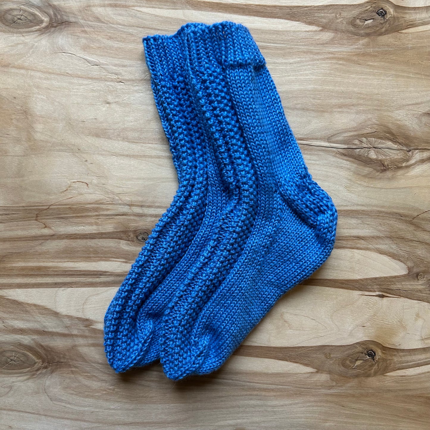 Koši zilas melanža dzijas vilnas zeķes ar rakstainu valnīti 35.-37.izm. (VEPA 126)