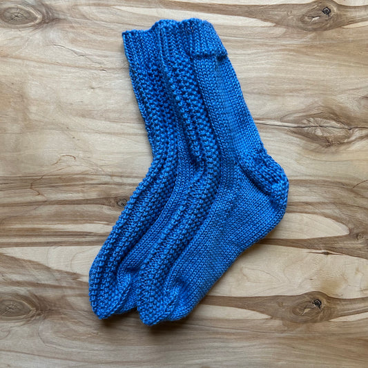 Koši zilas melanža dzijas vilnas zeķes ar rakstainu valnīti 35.-37.izm. (VEPA 126)