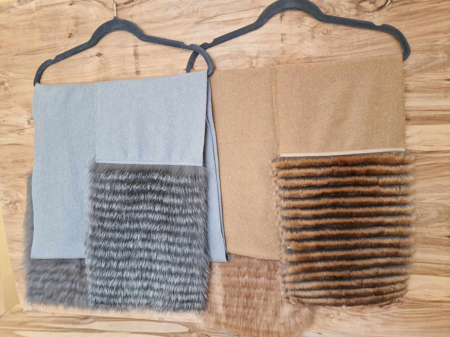 Gaiši brūna šalle ar gaiši brūnu truša vilnas dekoratīvu malu (JĀNA 34) - www.tiptip.lv 