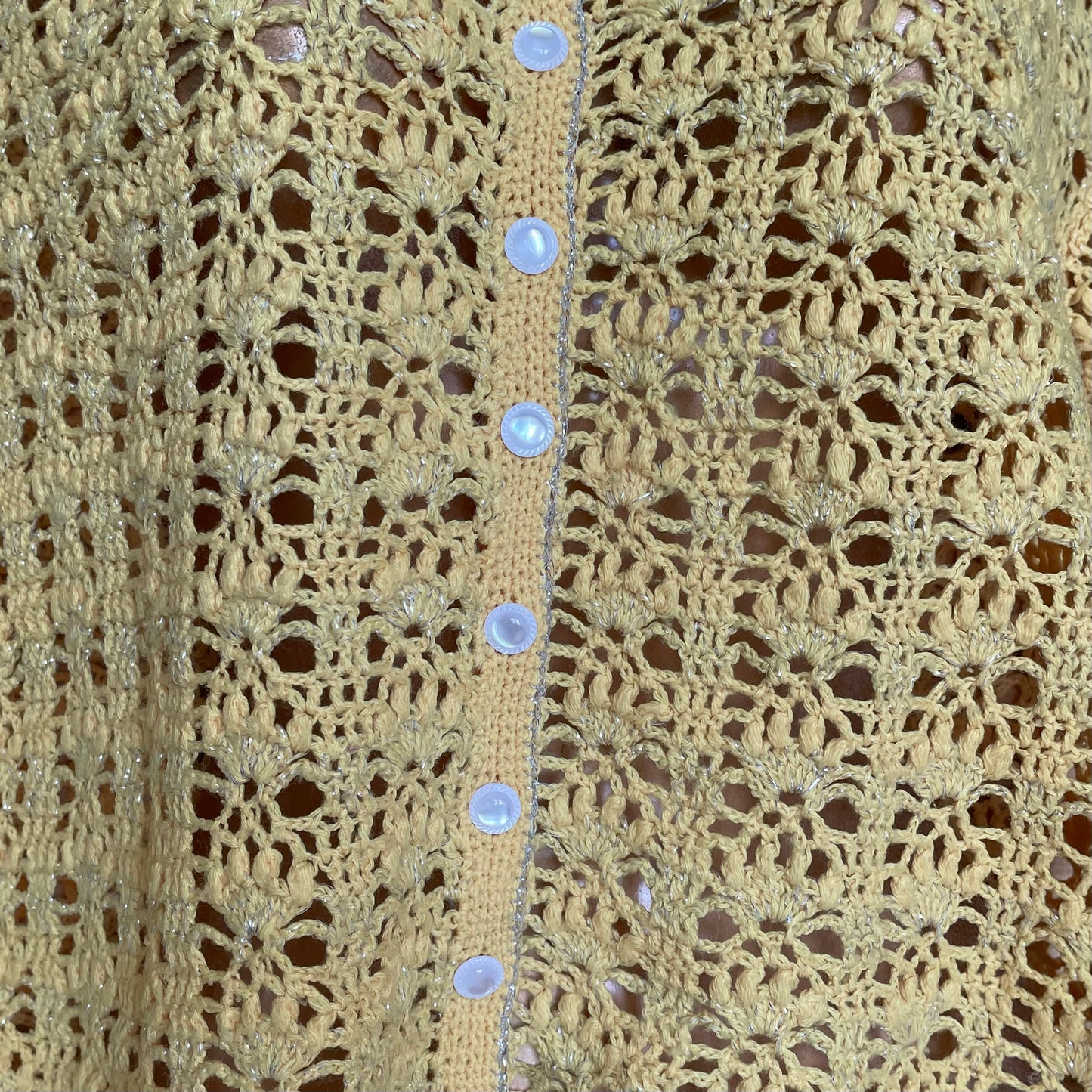 Crocheted lace vest (S-M) in warm yellow color (INKL 21)