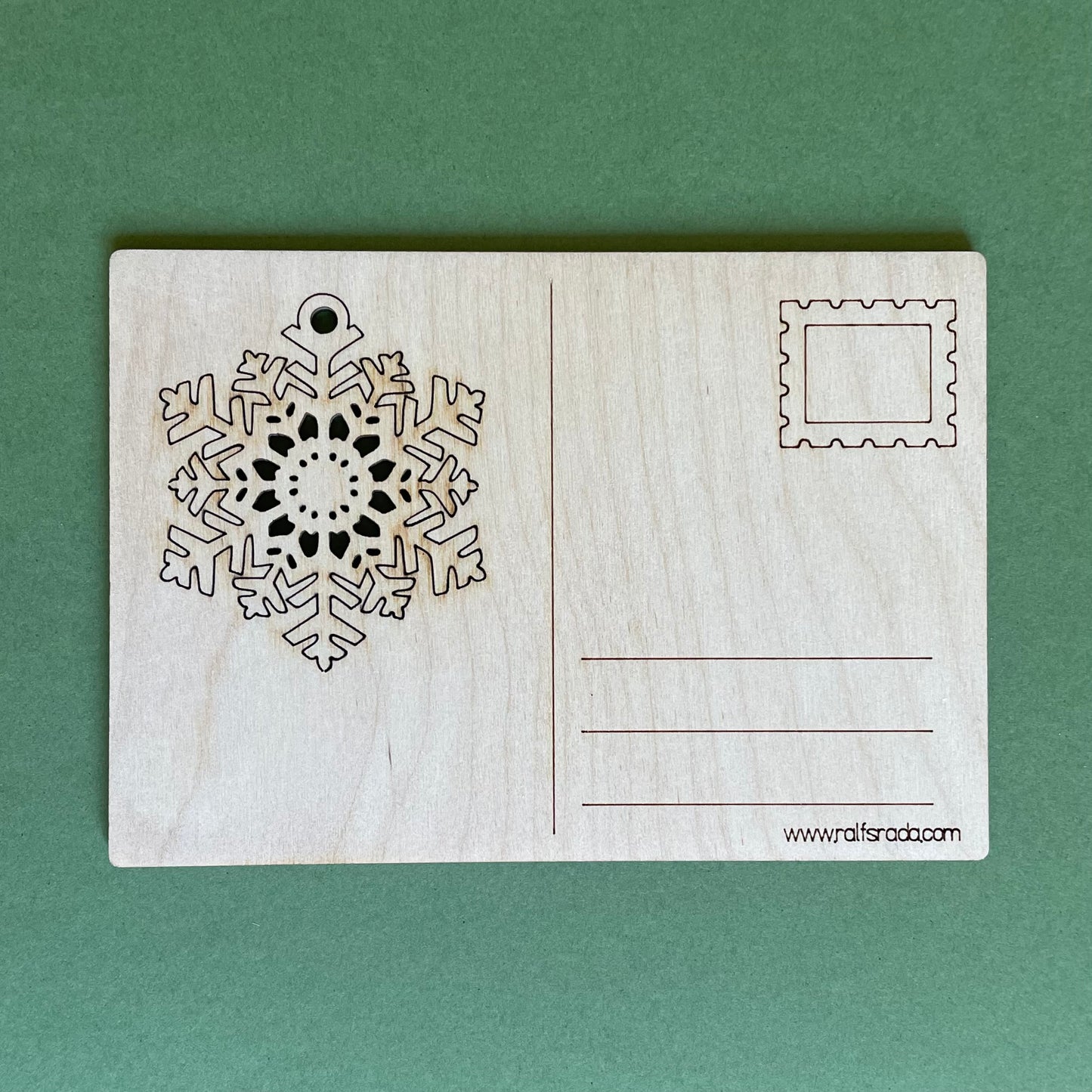 Plywood postcard with milled snowflake (RAJO 41)