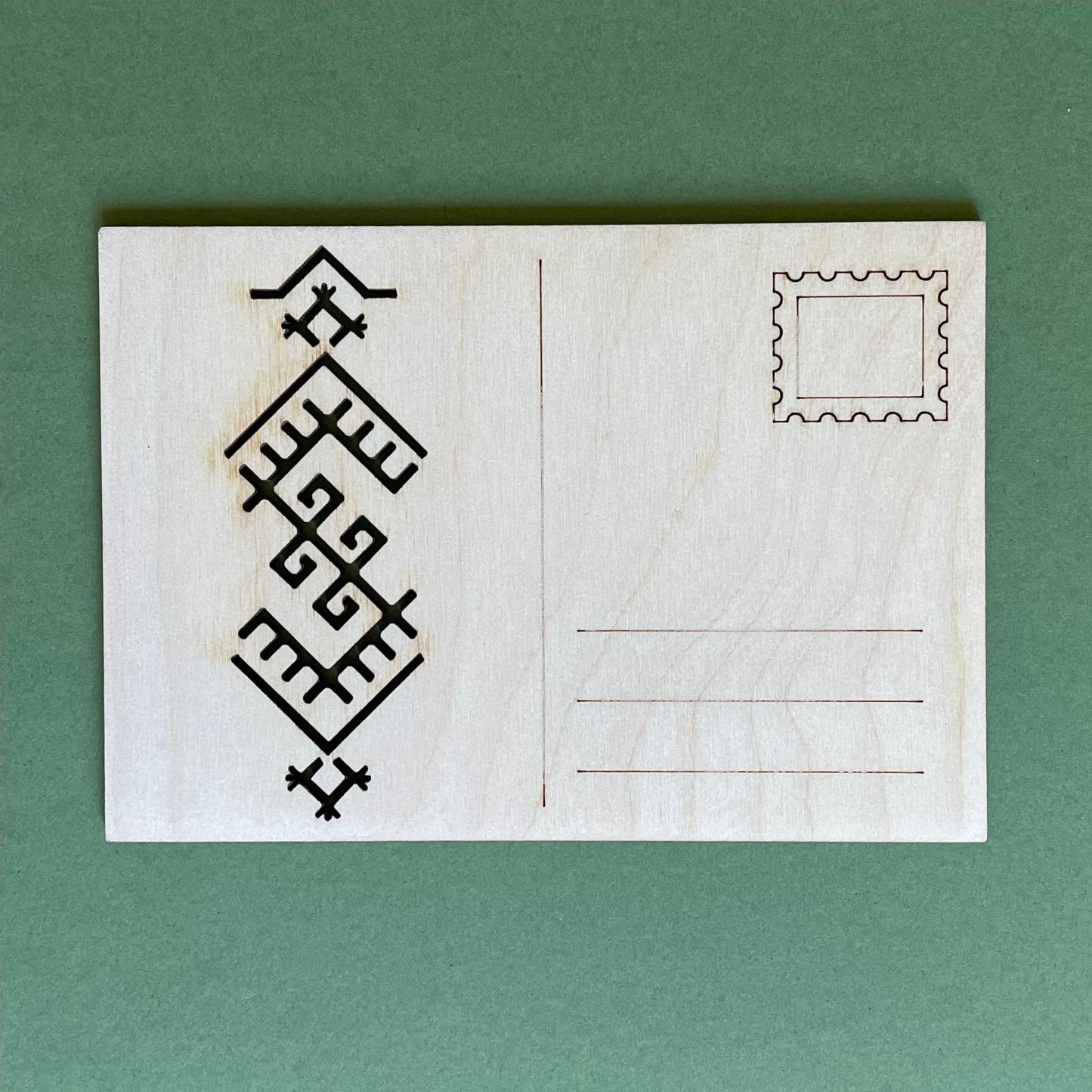 Plywood postcard with milled Latvian pattern (RAJO 44)