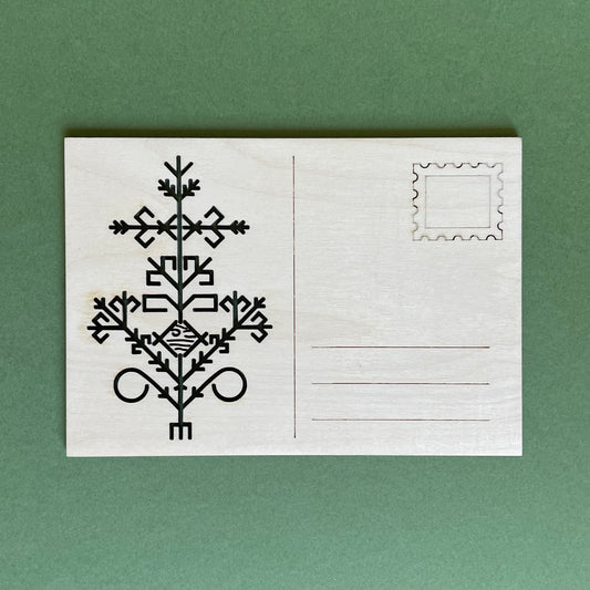 Plywood postcard with milled Austra tree pattern (RAJO 47)