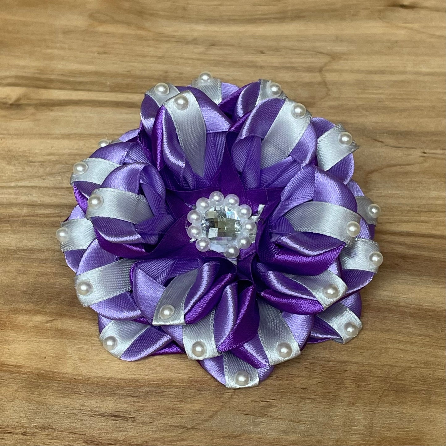 Purple and gray flower hair tie (IRFI 3)