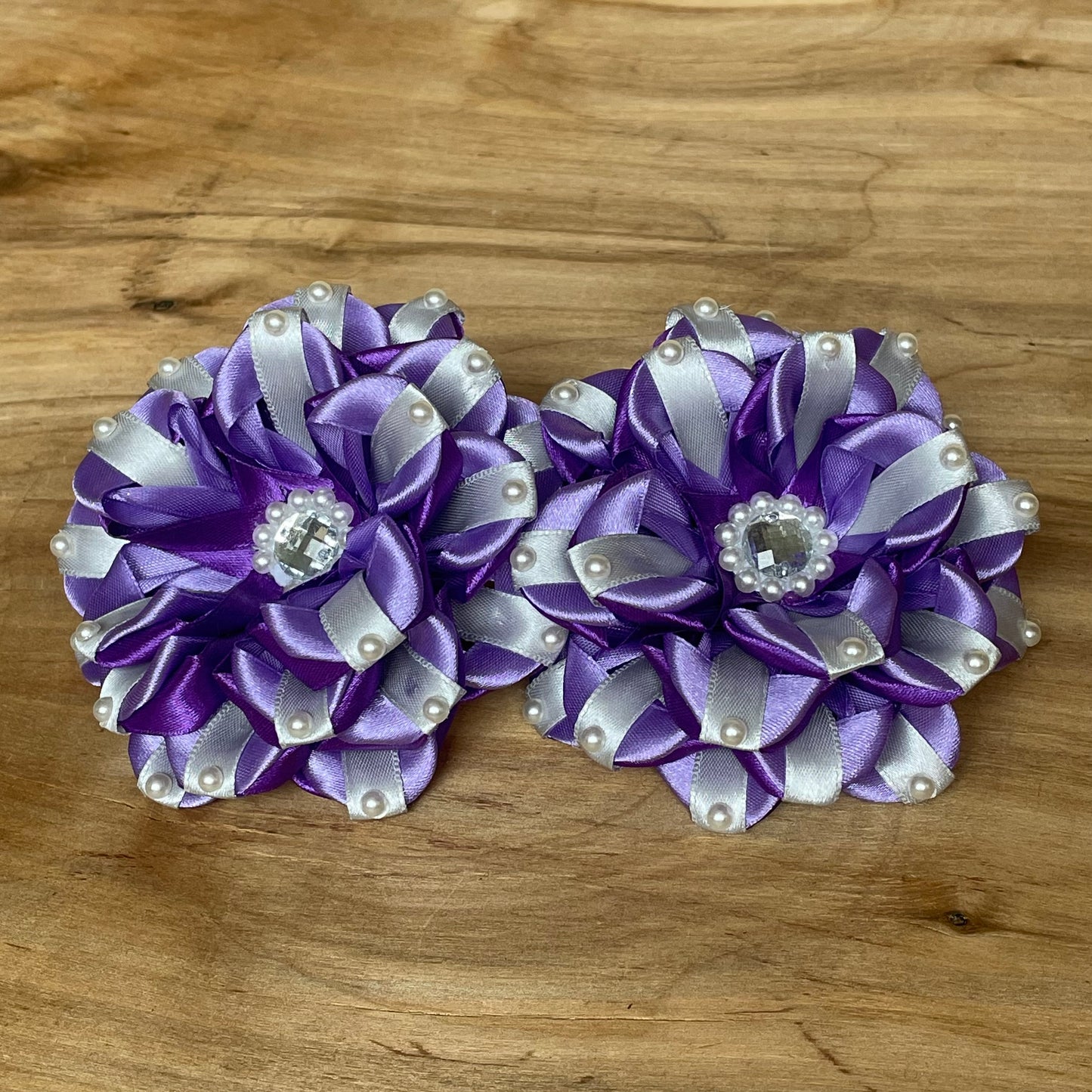 Purple and gray flower hair tie (IRFI 3)